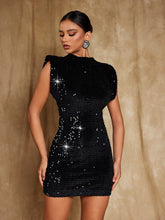 Load image into Gallery viewer, Matisse Shoulder Pad Sequin Mini Dress
