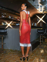 Load image into Gallery viewer, Mckie Feather Fringe Chainmail Dress
