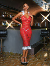 Load image into Gallery viewer, Mckie Feather Fringe Chainmail Dress
