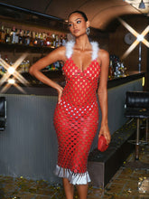 Load image into Gallery viewer, Mckie Feather Fringe Chainmail Dress
