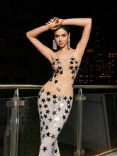 Load image into Gallery viewer, Mei Star Spaghetti Mesh Maxi Dress
