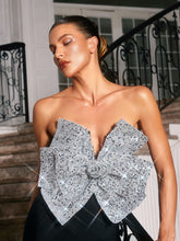 Load image into Gallery viewer, Mesa Strapless Bow Sequin Bandage Mini Dress
