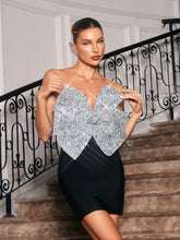 Load image into Gallery viewer, Mesa Strapless Bow Sequin Bandage Mini Dress
