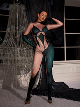 Load image into Gallery viewer, Metra Body Printed Rhinestone Gloves Jumpsuit In Green
