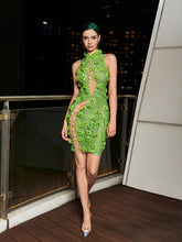 Load image into Gallery viewer, Midori Sleeveless Flower Rhinestone Mini Dress
