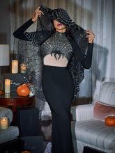 Load image into Gallery viewer, Mikki Long Sleeve Sequin Cobweb Maxi Dress

