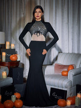 Load image into Gallery viewer, Mikki Long Sleeve Sequin Cobweb Maxi Dress
