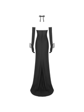 Load image into Gallery viewer, Milo Halterneck Flower Split Dress With Gloves
