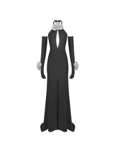 Load image into Gallery viewer, Milo Halterneck Flower Split Dress With Gloves
