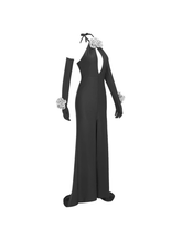 Load image into Gallery viewer, Milo Halterneck Flower Split Dress With Gloves
