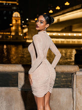 Load image into Gallery viewer, Milton Long Sleeve Rhinestone Ruched Mini Dress
