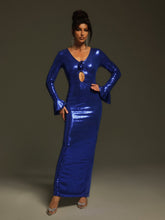 Load image into Gallery viewer, Munoz Long Sleeve Sequin Cutout Maxi Dress
