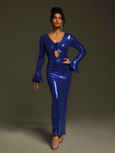 Load image into Gallery viewer, Munoz Long Sleeve Sequin Cutout Maxi Dress
