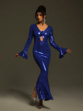 Load image into Gallery viewer, Munoz Long Sleeve Sequin Cutout Maxi Dress
