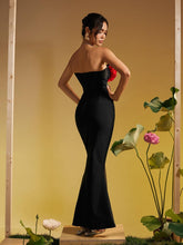 Load image into Gallery viewer, Musay Strapless Flower Crystal Maxi Dress
