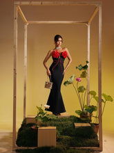 Load image into Gallery viewer, Musay Strapless Flower Crystal Maxi Dress
