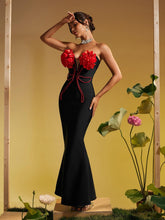 Load image into Gallery viewer, Musay Strapless Flower Crystal Maxi Dress
