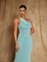Load image into Gallery viewer, Nadiya Spaghetti Flower Sequin Maxi Dress
