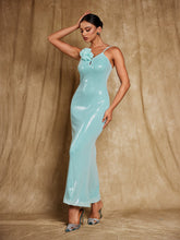 Load image into Gallery viewer, Nadiya Spaghetti Flower Sequin Maxi Dress
