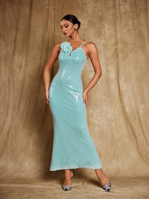 Load image into Gallery viewer, Nadiya Spaghetti Flower Sequin Maxi Dress
