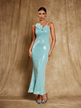 Load image into Gallery viewer, Nadiya Spaghetti Flower Sequin Maxi Dress

