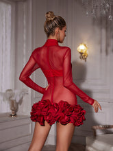 Load image into Gallery viewer, Nairi Long Sleeve Flower Mesh Mini Dress
