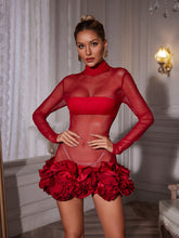 Load image into Gallery viewer, Nairi Long Sleeve Flower Mesh Mini Dress
