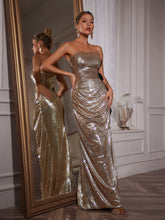 Load image into Gallery viewer, Naja Strapless Flower Maxi Dress
