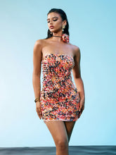 Load image into Gallery viewer, Naoki Strapless Sequin Mesh Dress With Choker
