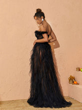 Load image into Gallery viewer, Titania One Shoulder Tulle Maxi Dress In Black
