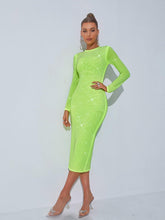 Load image into Gallery viewer, Neriah Crystal Embellished Midi Dress In Green
