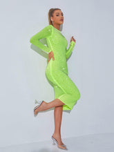 Load image into Gallery viewer, Neriah Crystal Embellished Midi Dress In Green
