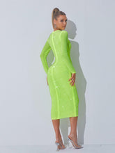 Load image into Gallery viewer, Neriah Crystal Embellished Midi Dress In Green
