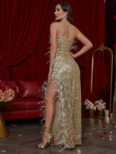 Load image into Gallery viewer, Neveah Strapless Sequin Split Maxi Dress
