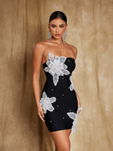 Load image into Gallery viewer, Niall Strapless Flower Pearl Mini Dress
