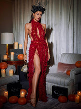 Load image into Gallery viewer, Niam High Collar Tulle Dress In Red

