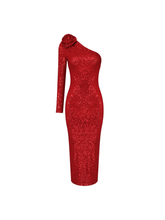 Load image into Gallery viewer, Nico One Shoulder Flower Sequin Midi Dress
