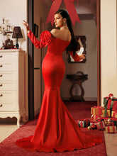 Load image into Gallery viewer, Nilsson Off Shoulder Flower Satin Maxi Dress
