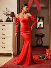 Load image into Gallery viewer, Nilsson Off Shoulder Flower Satin Maxi Dress
