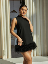 Load image into Gallery viewer, Nisha Feather Mini Dress In Black

