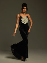Load image into Gallery viewer, Nketiah Plunge Neck Flower Velvet Maxi Dress
