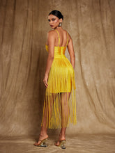 Load image into Gallery viewer, Oakleigh Spaghetti Fringe Bandage Midi Dress
