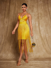 Load image into Gallery viewer, Oakleigh Spaghetti Fringe Bandage Midi Dress
