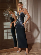 Load image into Gallery viewer, Odete Rhinestone Leafy Bandage Maxi Dress
