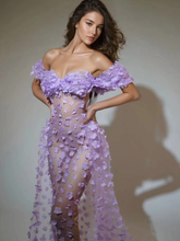 Load image into Gallery viewer, Oksana Spaghetti Flower Corset Maxi Dress In Lilac
