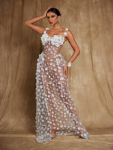Load image into Gallery viewer, Oksana Spaghetti Flower Corset Maxi Dress In White
