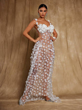 Load image into Gallery viewer, Oksana Spaghetti Flower Corset Maxi Dress In White
