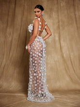 Load image into Gallery viewer, Oksana Spaghetti Flower Corset Maxi Dress In White
