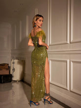 Load image into Gallery viewer, Ollie V Neck Split Sequin Dress
