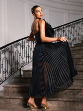 Load image into Gallery viewer, Olwen Spaghetti Bow Flower Ruched Dress
